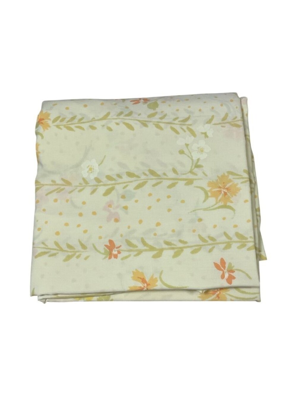 Vintage Pequot Twin Size Fitted Bed Sheet Yellow Orange Flowers Floral